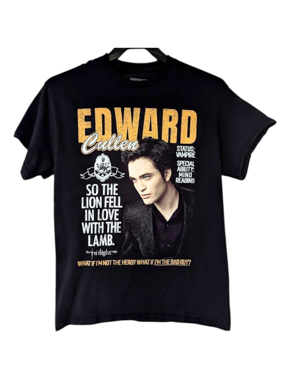 American Classics Twilight Edward Cullen T-Shirt Men M Black Movie Tee 19.5x27.5
